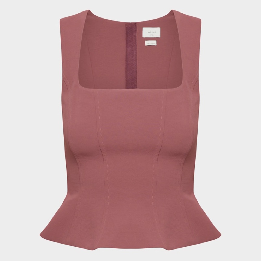 Aritzia Wilfred Rhodora Bustier Dusty Rose Peplum Top